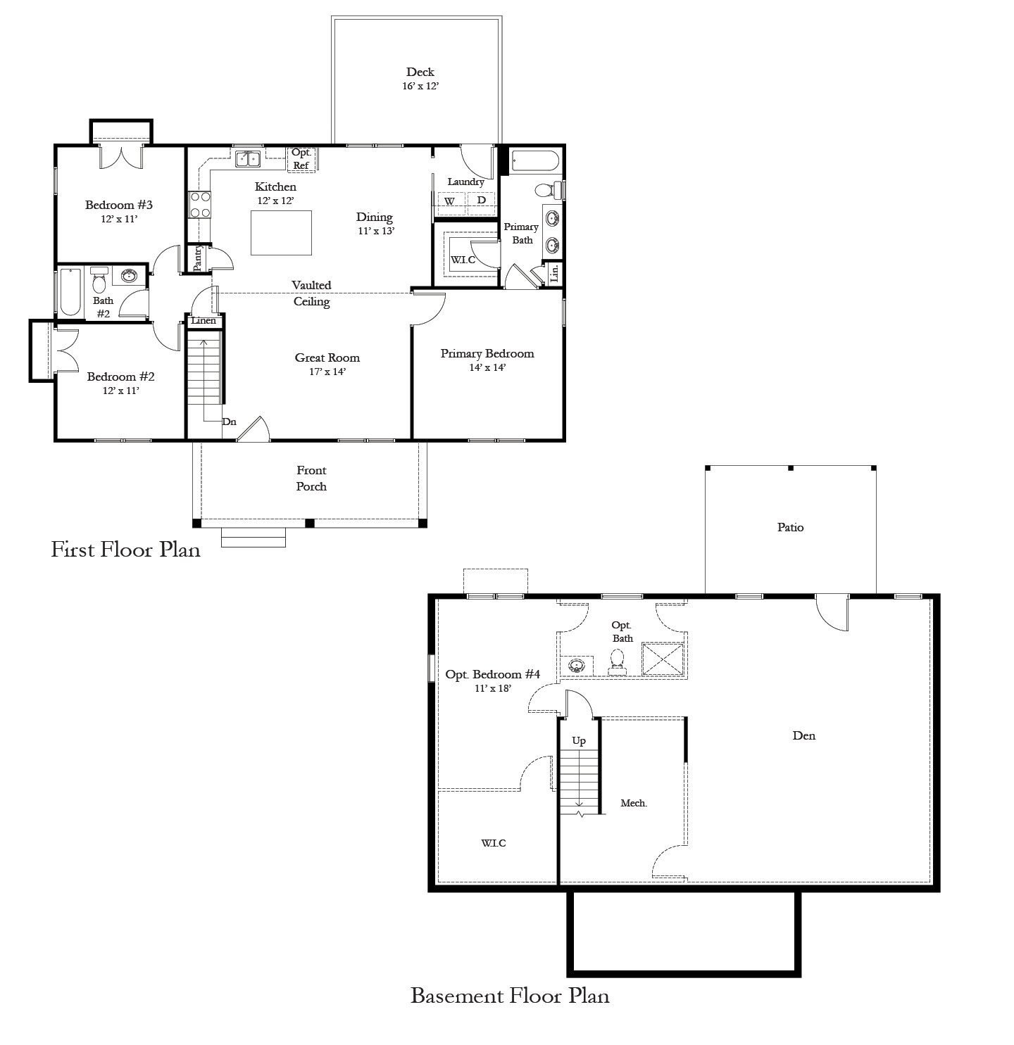 Rock River Homes Laurel Creek and Basement Floor Plan