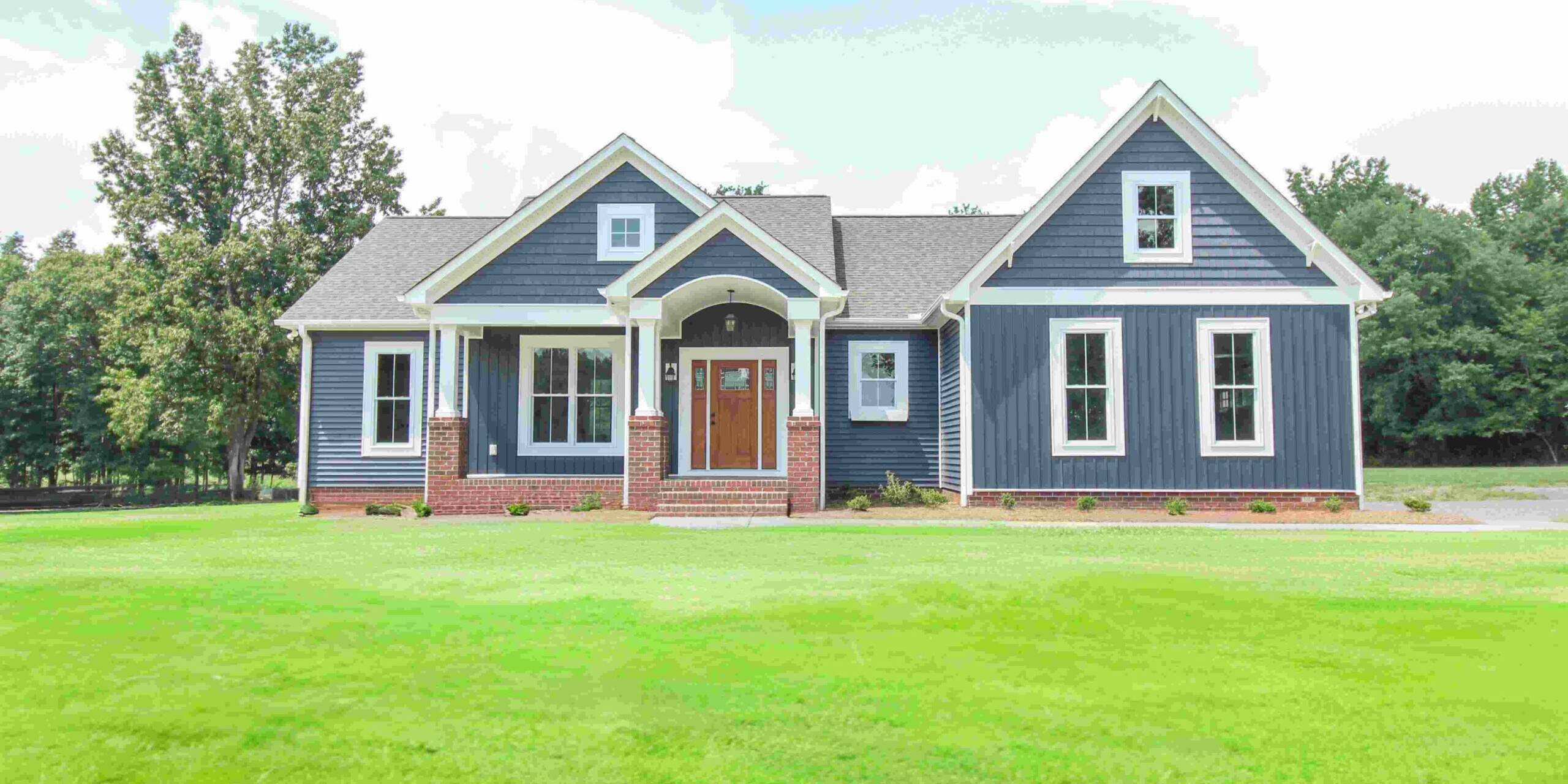 Blue House with brick porch